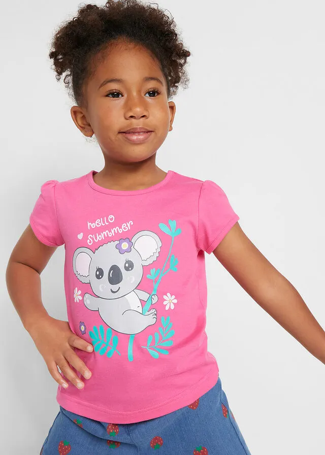 Camiseta para niñas (2 unidades) Lila intenso + rosa